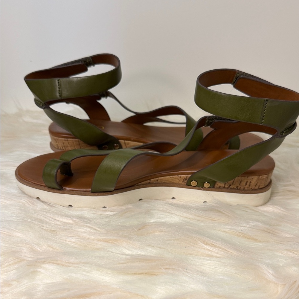 Franco Sarto Olive Green Strappy Sandals - Picture 5 of 9